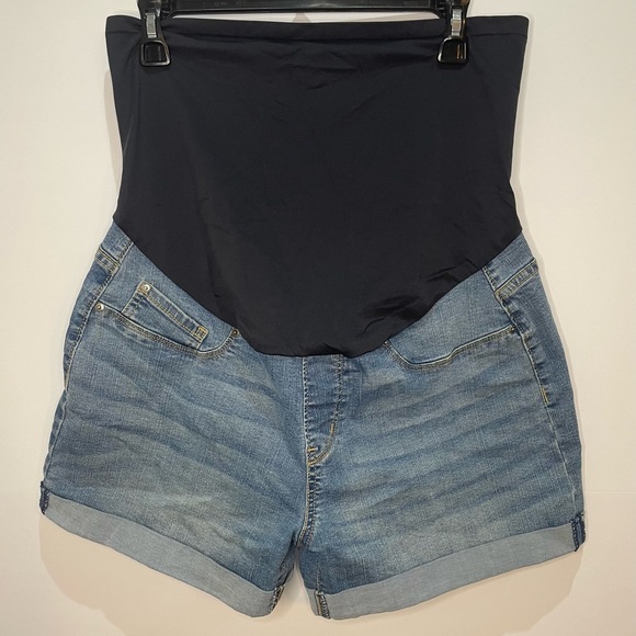 Signature Pants - Levi Strauss Blue Maternity Jean shorts with Waistband size Large NWOT